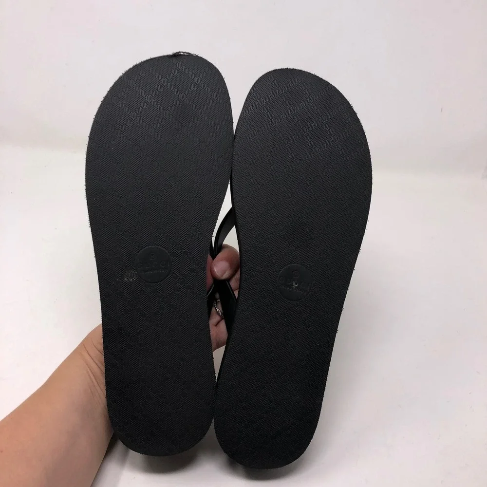 Gucci Platform Thong Sandals 40 US 9.5 Womens Nero Black Double G Marmont Italy